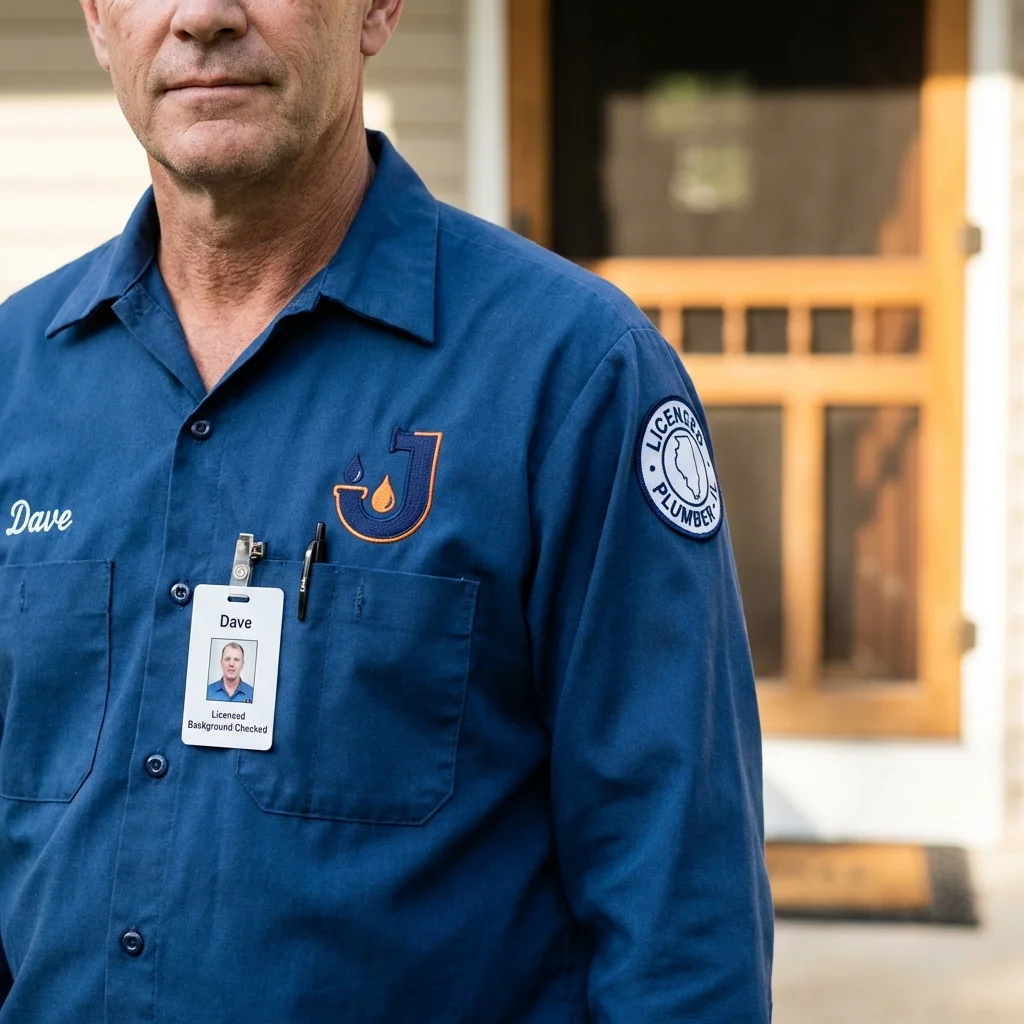 Licensed plumber showing ID badge in Gatlinburg, TN