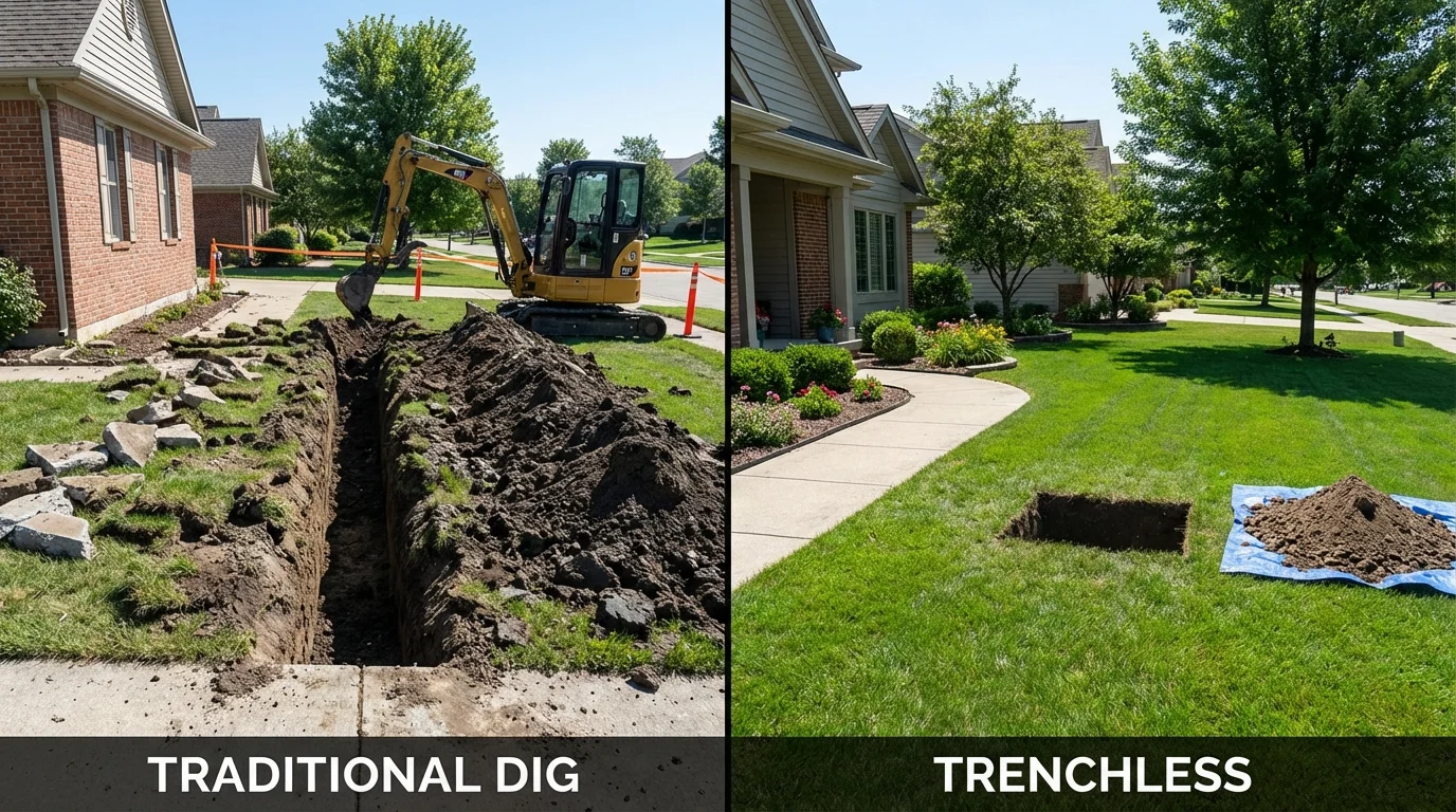 Trenchless sewer repair with minimal yard damage versus traditional excavation in Gatlinburg, TN